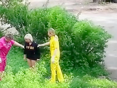 Ambulance picks up lady passed out in the grass
