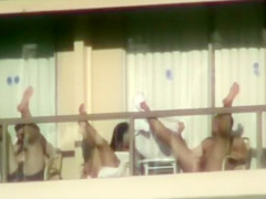 Hotel balcony hardcore with a slutty pair