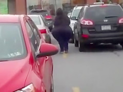 Woman with massive gazoo filmed on the street by random chap