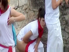 Beauties secret spied pissing in public places