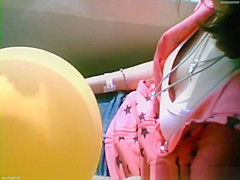 Wonderful view to the neckline Miss in tram.