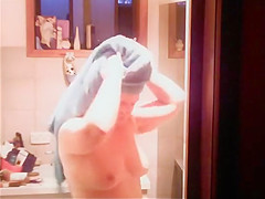 Plump neighbour peeped in the shower