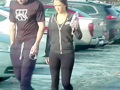 Spandex college buttocks trigger public spunk flow