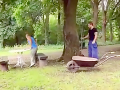 Legal Age Teenager Angel In The Forest Met With 2 Knobs