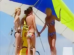 Large Meatballs Playmates Try Out Driving A Glider And