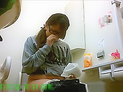Asiatic hotties in public toilets peeing