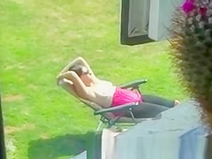 Spy neighbor in topless
