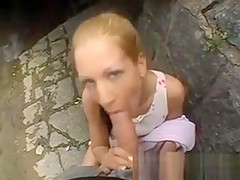 Gorgeous Blond Drilled And Taking Facial In Public