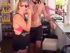 Public stripping game topless in Greece