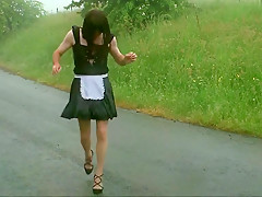 Cath in a maids outfit