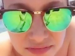 2 Spanish beauties teasing topless on the beach