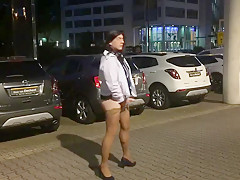 Crossdresser masturbating in public