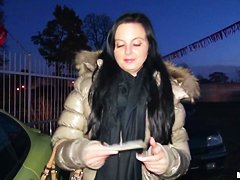 A youthful cutie is offered money for sex in a lot