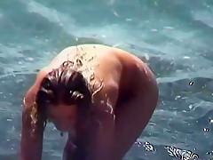 Blond Soapy Honey at Beach