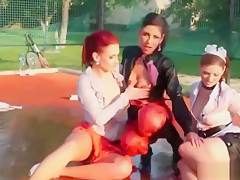 Wicked Lesbo 3-way Enjoyment Outside