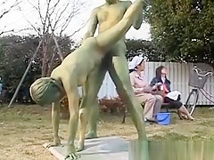 Oriental Babe Is A Statue Getting Some Sex