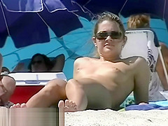 Delightful honeys caught on a hidden nudist beach
