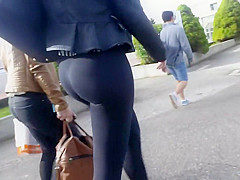 Sexy booty noticed in the garments store