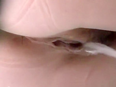 Short hair dark brown spied pissing