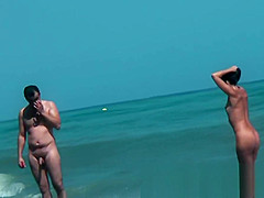 Hot beach nudist angels acquire their sexy asses admired