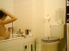 College Legal Age Teenager Dark Brown Spy Bath Part 1