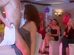 Masked stripper acquires blowjobs from nasty bachelorettes