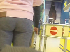 Cute golden-haired spandex arse