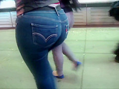 Candid Leather (Corpulent booty in taut jeans)