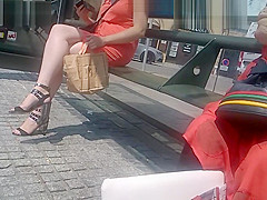 Hawt legs expecting for the bus