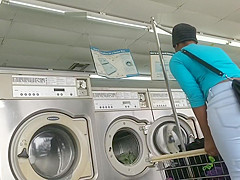 Laundromat Creep Shots two harlots with round booties and no brassiere