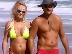 Aged woman in bikini with large pointer sisters