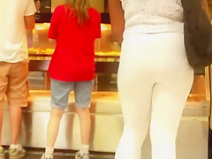Large wazoo ebon hotty in white leggings