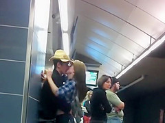 Making out in the subway station