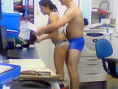 Lustful boss humping his employee in the office