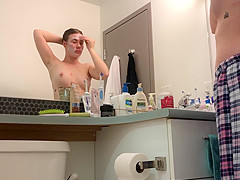 Hidden webcam - college athlete after shower with large wazoo and close up snatch!!