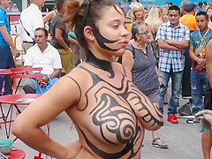 Large scones angel public body painting