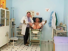 Golden-Haired granny open love tunnel and pussy checkup