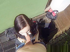 Non-Professional legal age teenager gives bj and acquires cum on milk sacks