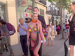 Body painted blond disgraced in public